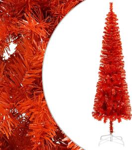 Set Albero di Natale Sottile con Luci LED e Palline Rosso 210cm