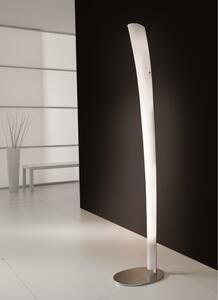 Lampada da terra calla in acciaio inox con diffusore in vetro sagomato. lampada a fluorescenza t5 da 80 watt