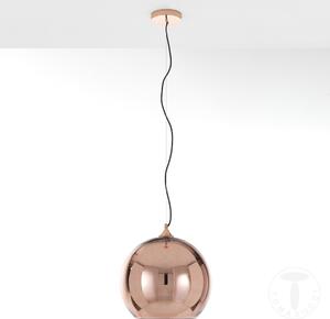 Lampada a sospensione globe copper di tomasucci con paralume in vetro specchiato di diametro 30 cm