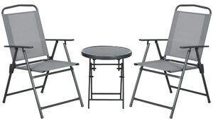 Outsunny Set da Giardino 3 Pezzi con 2 Sedie 53.5x64x93 cm e Tavolino da Caffè Ø45x50 cm, in Metallo, Grigio Chiaro|Aosom