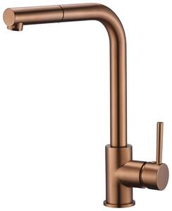 IMEX Rubinetto Cucina Miscelatore con Doccetta Estraibile Monocomando colore Oro Rosa Spazzolato - GCE006/ORC Malta