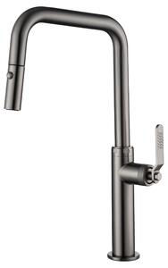 IMEX Rubinetto Cucina Miscelatore con Doccetta Estraibile Monocomando colore Black Gun Metal - GCE027/BGM Niza