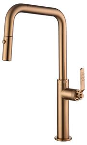 IMEX Rubinetto Cucina Miscelatore con Doccetta Estraibile Monocomando colore Oro Rosa Spazzolato - GCE027/ORC Niza