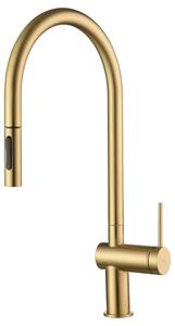 IMEX Rubinetto Cucina Miscelatore con Doccetta Estraibile Monocomando colore Oro Spazzolato - GCE026/OC Berna