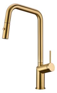 IMEX Rubinetto Cucina Miscelatore con Doccetta Estraibile Monocomando colore Oro Spazzolato - GCE024/OC Bonn