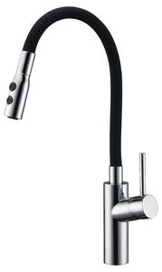 IMEX Rubinetto Cucina Miscelatore Monocomando con Bocca Flessibile colore Cromo/Nero - GCE016 Tokyo