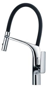 IMEX Rubinetto Cucina Miscelatore Monocomando con Corpo e Bocca Flessibile colore Nero/Cromo - GCE015 Lanzarote