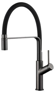 IMEX Rubinetto Cucina Miscelatore Monocomando con Bocca Flessibile colore Black Gun Metal - GCE022/BGM Sena