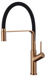 IMEX Rubinetto Cucina Miscelatore Monocomando con Bocca Flessibile colore Oro Rosa Spazzolato - GCE022/ORC Sena