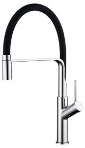 IMEX Rubinetto Cucina Miscelatore Monocomando con Bocca Flessibile colore Cromo/Nero - GCE022 Sena