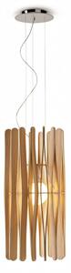 Lampada a sospensione stick di fabbian realizzata con paralume in legno di ayous, dimensione cm 33