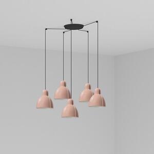 Faro barcelona venice lampada a sospensione in diverse composizioni e colori, colore rosa, struttura 5l