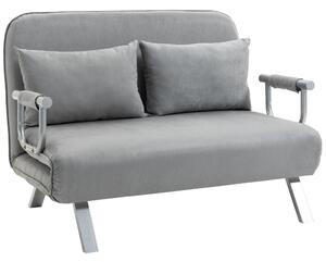 HOMCOM Divano Letto Singolo in Finta Pelle con Seduta Regolabile in 5 Posizioni, 105x80x78 cm, Grigio Chiaro