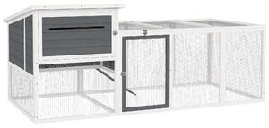 PawHut Pollaio per Galline con Casetta, Nido per Cova e Area Esterna, 214x101x 91.5cm, Grigio