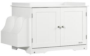 PawHut Mobile Lettiera per Gatti a 2 Ante con Divisorio Interno Regolabile, 86x48x52 cm, Bianco