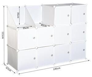 Armadio Guardaroba Modulare 10 Cubi Bianco 111x47x145 Cm