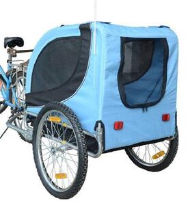 Rimorchio Per Cani Da Bicicletta Azzurro E Nero 130x90x110 Cm