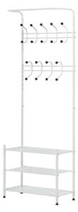 Appendiabiti Panchina Per Ingresso Con Scarpiera In Acciaio Bianco 67x30x185 Cm
