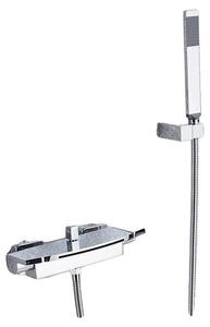 Rubinetto per doccia da bagno, con due manopole, design moderno, cromato