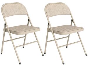 Set di 2 Sedie Pieghevoli 45x46x78 cm con Seduta Imbottita in poliestere e Struttura in Acciaio Beige