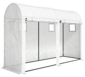 Serra a Tunnel da Giardino 300x100x200 cm per Piante e Orto con 2 Porte Avvolgibili e 4 Finestre in PE Bianco