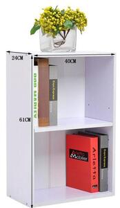 Mobiletto Libreria Con Ripiano In Legno Bianco 40x24x61 Cm