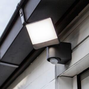 LUTEC Faretto da esterno con sensore LED SUNSHINE, 15 cm, grigio scuro, IP44 SUNSHINE, Alluminio / Grigio / Zincato, Plastica, Moderno, Applique da esterni