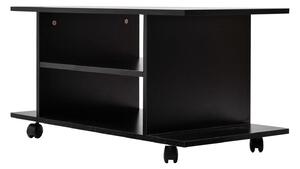 Mobile Tv In Legno Con Ruote Nero 40x40x80 Cm