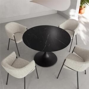 Tavolo Rotondo in Ceramica opaca, Struttura in Metallo SIDE Diametro 120 x h76 cm-Base: 60 cm Peso 56,6 kg Fino a 4 persone colore nero