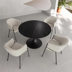 Tavolo Rotondo in Ceramica opaca, Struttura in Metallo SIDE Diametro100x h76 cm-Base: 60 cm Peso 47 kg Fino a 4 persone colore nero