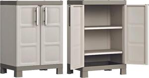 Armadio lucchettabile basso in resina a 2 ante decorate da esterno giardino Excellence Keter