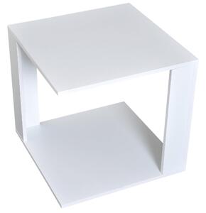 Set Di 2 Tavolini Componibile Bianco E Rovere 50x50x48 Cm/40x40x44 Cm
