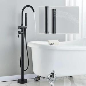 Miscelatore per vasca, con due manopole, design contemporaneo, finitura nera opaca