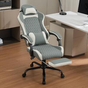Sedia da gaming ergonomica con supporto lombare, poggiatesta e poggiapiedi, ideale per l'ufficio e l'ambiente domestico