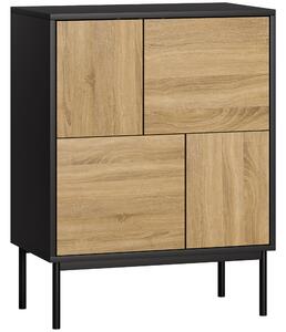 HOMCOM Credenza Moderno con Ante a Pressione e 4 Vani, Mobile per Soggiorno e Cucina, 60x35x78 cm, Nero | Aosom Italy