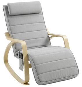HOMCOM Poltrona a Dondolo con Massaggio e Riscaldamento, Sedia in velluto con Poggiatesta e poggiapiedi, 67x106x92 cm, Grigio Chiaro | Aosom Italy