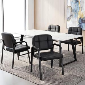 Costway Set di 4 sedie con braccioli Imbottiti e schienale ergonomico in pelle sintetica in PVC impermeabile, Sedie da ufficio senza ruote
