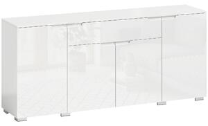 HOMCOM Credenza Moderno con 4 Ante e Ripiani Regolabili, Mobile Cucina con Chiusura Ammortizzata, 180x40x80 cm, Bianco | Aosom Italy