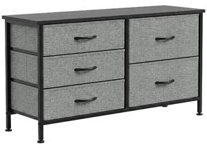 HOMCOM Cassettiera con 5 Cassetti in Tessuto, Telaio in Acciaio per Camera da Letto, Soggiorno e Ufficio, 100x30x53 cm, Grigio Scuro e Nero | Aosom Italy
