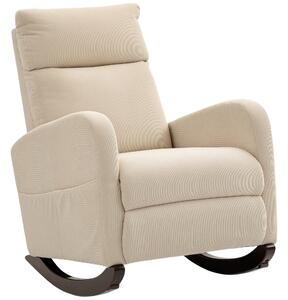 HOMCOM Sedia a dondolo imbottita in velluto a coste, Sedia con tasche laterali per soggiorno e camera da letto, 94x67x105 cm, Beige | Aosom Italy