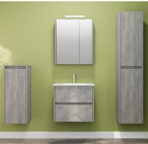 Kamalu composizione bagno sospesa 60 cm effetto marmo cemento | lac-amfi-60