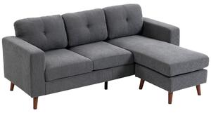 HOMCOM Divano Angolare 3 posti a forma di L con Chaise Longue Reversibile e Effetto Velluto a Coste, 192x137x84 cm, Grigio scuro | Aosom Italy