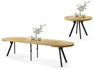 VITO Rovere Americano/gambe nere – TAVOLO ROTONDO GRANDE Ø110 ALLUNGABILE FINO A 310 cm CON GAMBE A Y STILE LOFT/INDUSTRIALE