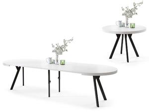 VITO Bianco Opaco/gambe nere – TAVOLO ROTONDO GRANDE Ø110 ALLUNGABILE FINO A 310 cm CON GAMBE A Y STILE LOFT/INDUSTRIALE