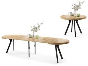 VITO Rovere Craft Gold/gambe nere – TAVOLO ROTONDO GRANDE Ø110 ALLUNGABILE FINO A 310 cm CON GAMBE A Y STILE LOFT/INDUSTRIALE