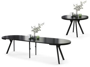 EXPANSO Nero Opaco/gambe nere – TAVOLO ROTONDO GRANDE Ø110 ALLUNGABILE FINO A 310 cm CON GAMBE A Y STILE LOFT/INDUSTRIALE