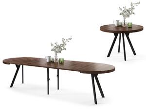 VITO Rovere Marrone/gambe nere – TAVOLO ROTONDO GRANDE Ø110 ALLUNGABILE FINO A 310 cm CON GAMBE A Y STILE LOFT/INDUSTRIALE