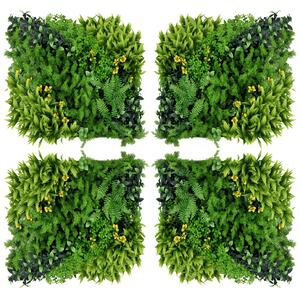 Outsunny 12 pezzi Siepe Artificiale con Protezione UV e Multi-foglie per Giardino e Esterno, 50x50x7 cm, Verde | Aosom Italy