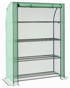 Outsunny Mini Serra a 4 livelli da Giardino con telo PE rinforzato, Porta Avvolgibile e Ripiani, 120x50x170 cm, Verde | Aosom Italy