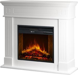 Dmora Camino Elettrico Sola 110x25x95h cm Bianco, Superficie Riscaldabile 30 m2 Potenza (kw) 0.9/1.8